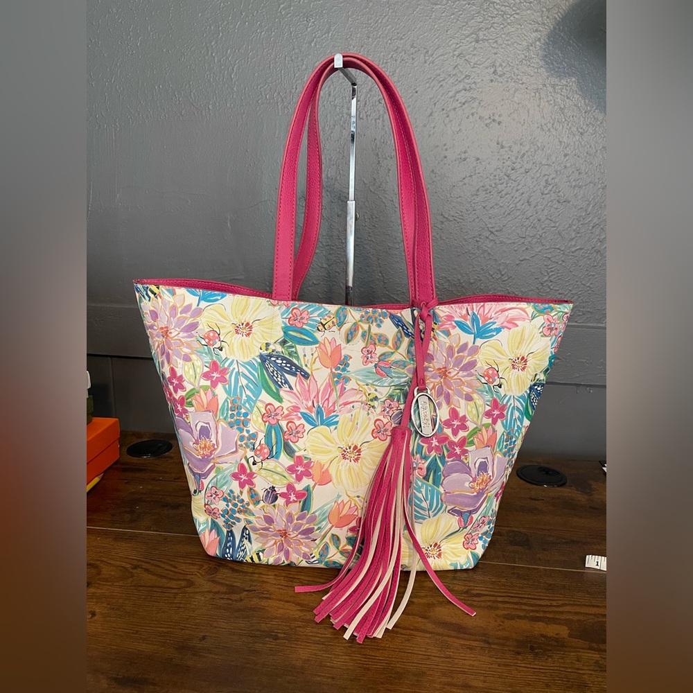 Carlos Santana Floral Pink Tote Bag